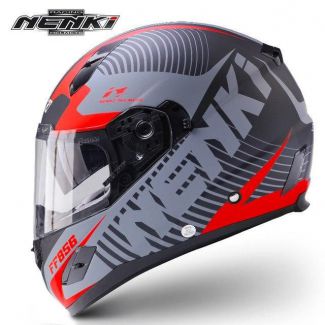 Шлем интеграл с очками NENKI FF-856 Matt Gray Red