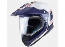 Шлем эндуро со стеклом и очками MT SYNCHRONY DUO SPORT VINTAGE gloss pearl white/blue/red